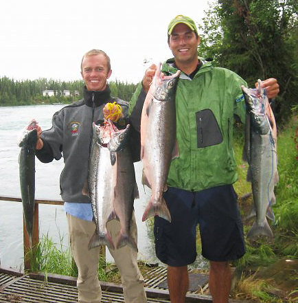 Soldotna, Alaska (2006): Kenai River Sockeye Salmon fishing with longtime friend and Denali Mountain Guide while Sam was living in Anchorage.